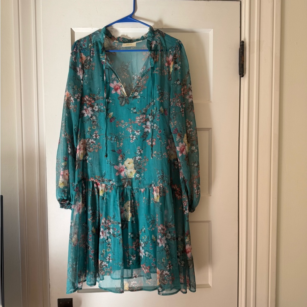 Floral Green Dress - Maeve Anthropology